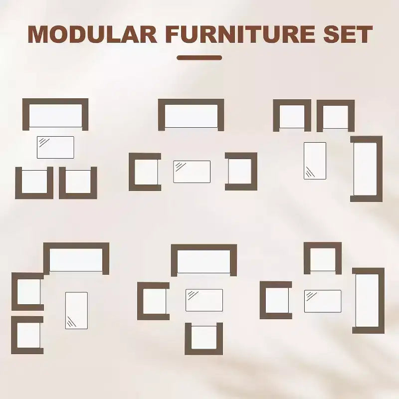 Set da 4 mobili da esterno per patio, mobili in vimini rattan con morbidi cuscini e tavolino da caffè in vetro temperato, set da patio per tutte le stagioni
