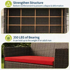 Set da 4 mobili da esterno per patio, mobili in vimini rattan con morbidi cuscini e tavolino da caffè in vetro temperato, set da patio per tutte le stagioni