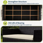Set da 4 mobili da esterno per patio, mobili in vimini rattan con morbidi cuscini e tavolino da caffè in vetro temperato, set da patio per tutte le stagioni