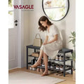 VASAGLE 3 Tier Shoe Rack Bench, One Piece Shelves, Shoe Storage Organizer with Raised Edges, Industrial Style, Easy Assembly, 11 x 39.4 x 19.7 Inches
