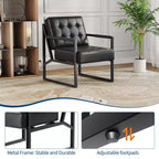 Poltrona d'Appoggio Mid-Century Modern in Pelle PU con Bottoni e Struttura in Metallo, Ideale per Soggiorno, Camera da Letto, Ufficio, Sala d'Attesa
