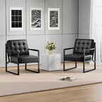 Poltrona d'Appoggio Mid-Century Modern in Pelle PU con Bottoni e Struttura in Metallo, Ideale per Soggiorno, Camera da Letto, Ufficio, Sala d'Attesa