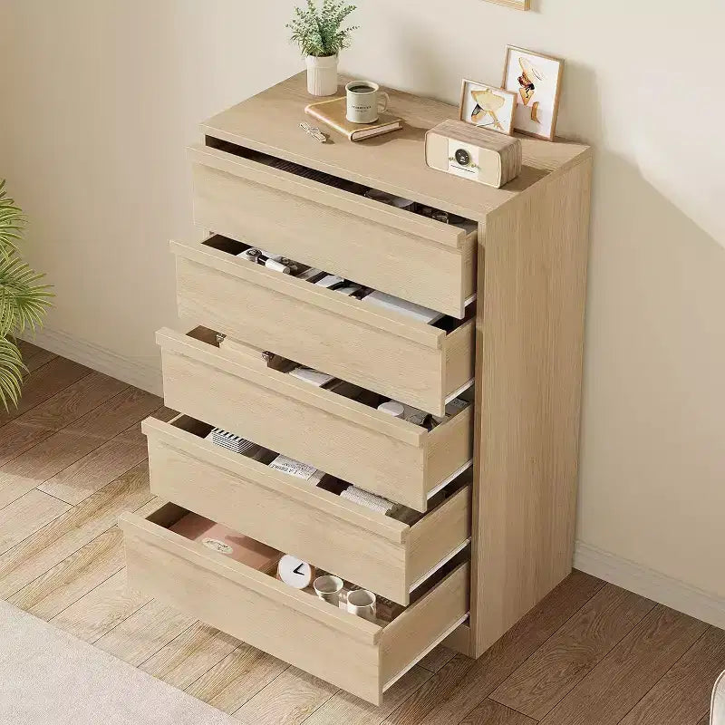 Cassettiera moderna a 5 cassetti con ampio spazio di archiviazione per camera da letto, soggiorno, cameretta, ingresso, naturale