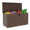 Acekool Waterproof 73-Gallon Resin Deck Box  Lockable Storage Container for Cushions, Garden Tools, Pool Accessories, Brown