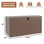 Acekool Contenitore Impermeabile da 276 Litri in Resina con Chiusura per Cuscini, Attrezzi da Giardino, Accessori per Piscina, Marrone