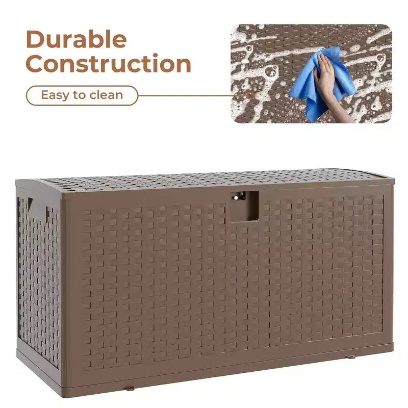 Acekool Contenitore Impermeabile da 276 Litri in Resina con Chiusura per Cuscini, Attrezzi da Giardino, Accessori per Piscina, Marrone