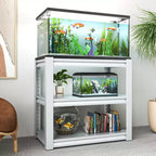 Supporto per acquario da 20-30 galloni, supporto in metallo per acquario, supporto regolabile per terrario resistente, scaffale regolabile a 3 livelli per acquario