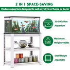 Supporto per acquario da 20-30 galloni, supporto in metallo per acquario, supporto regolabile per terrario resistente, scaffale regolabile a 3 livelli per acquario
