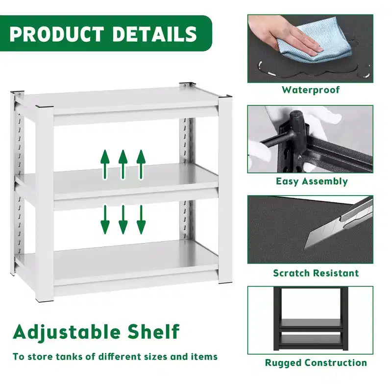 Supporto per acquario da 20-30 galloni, supporto in metallo per acquario, supporto regolabile per terrario resistente, scaffale regolabile a 3 livelli per acquario