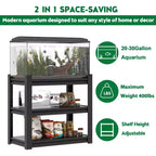 Supporto per acquario da 20-30 galloni, supporto in metallo per acquario, supporto regolabile per terrario resistente, scaffale regolabile a 3 livelli per acquario