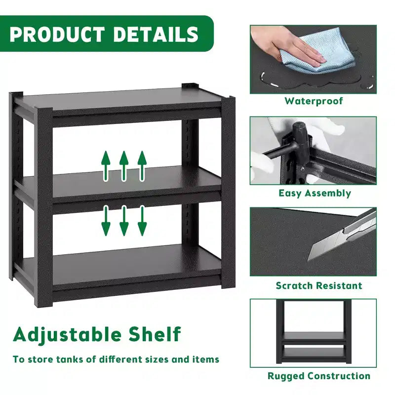 Supporto per acquario da 20-30 galloni, supporto in metallo per acquario, supporto regolabile per terrario resistente, scaffale regolabile a 3 livelli per acquario