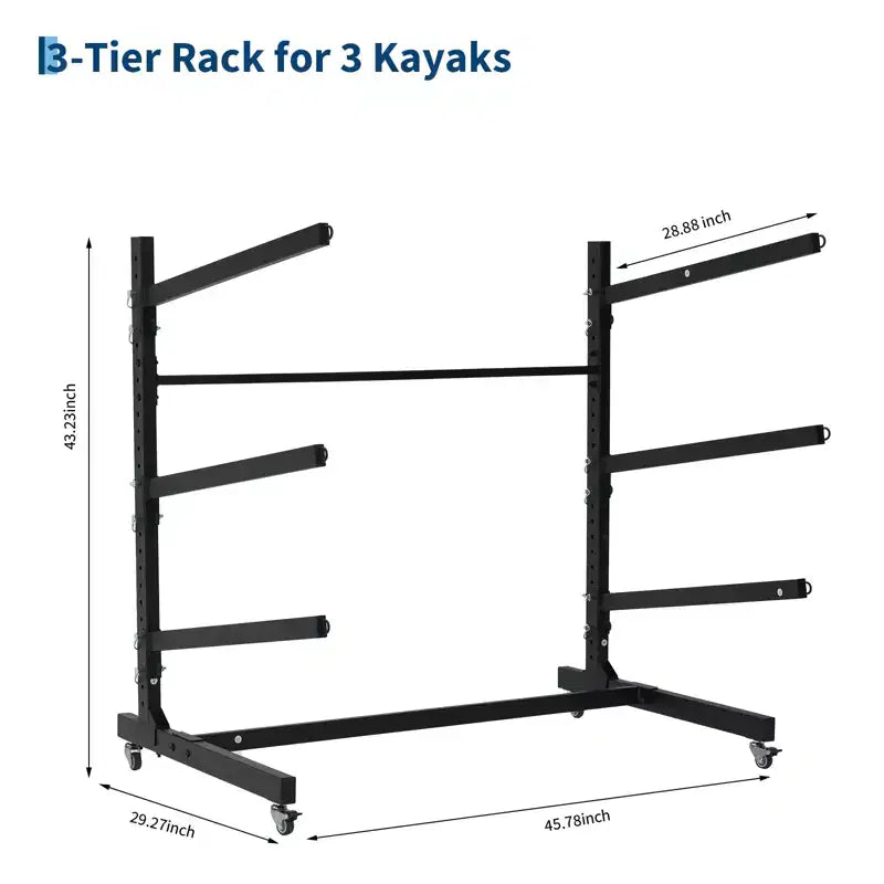 Porta Kayak Autoportante con Ruote, Porta Kayak Regolabile per Interni ed Esterni, Supporto per Kayak, Canoa, Tavola da Surf Resistente