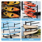 Porta Kayak Autoportante con Ruote, Porta Kayak Regolabile per Interni ed Esterni, Supporto per Kayak, Canoa, Tavola da Surf Resistente