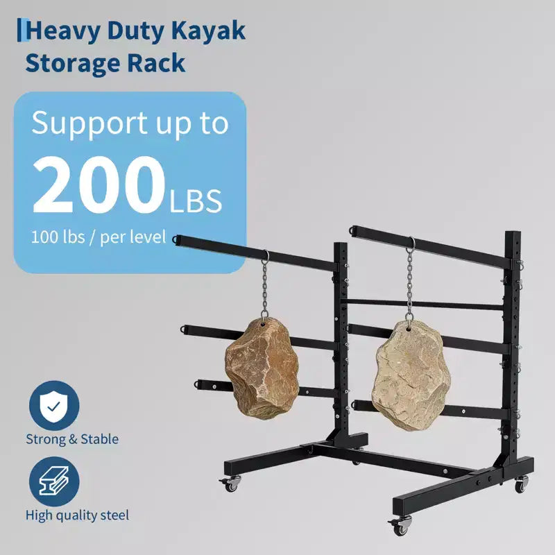 Porta Kayak Autoportante con Ruote, Porta Kayak Regolabile per Interni ed Esterni, Supporto per Kayak, Canoa, Tavola da Surf Resistente