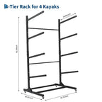 Porta Kayak Autoportante con Ruote, Porta Kayak Regolabile per Interni ed Esterni, Supporto per Kayak, Canoa, Tavola da Surf Resistente