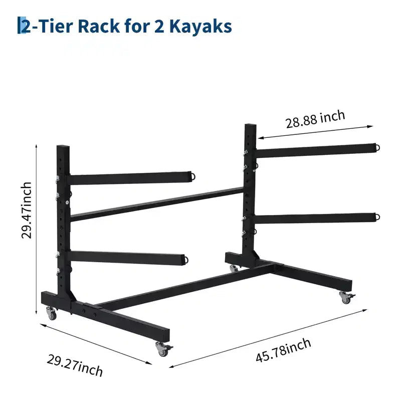 Porta Kayak Autoportante con Ruote, Porta Kayak Regolabile per Interni ed Esterni, Supporto per Kayak, Canoa, Tavola da Surf Resistente