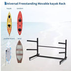 Porta Kayak Autoportante con Ruote, Porta Kayak Regolabile per Interni ed Esterni, Supporto per Kayak, Canoa, Tavola da Surf Resistente