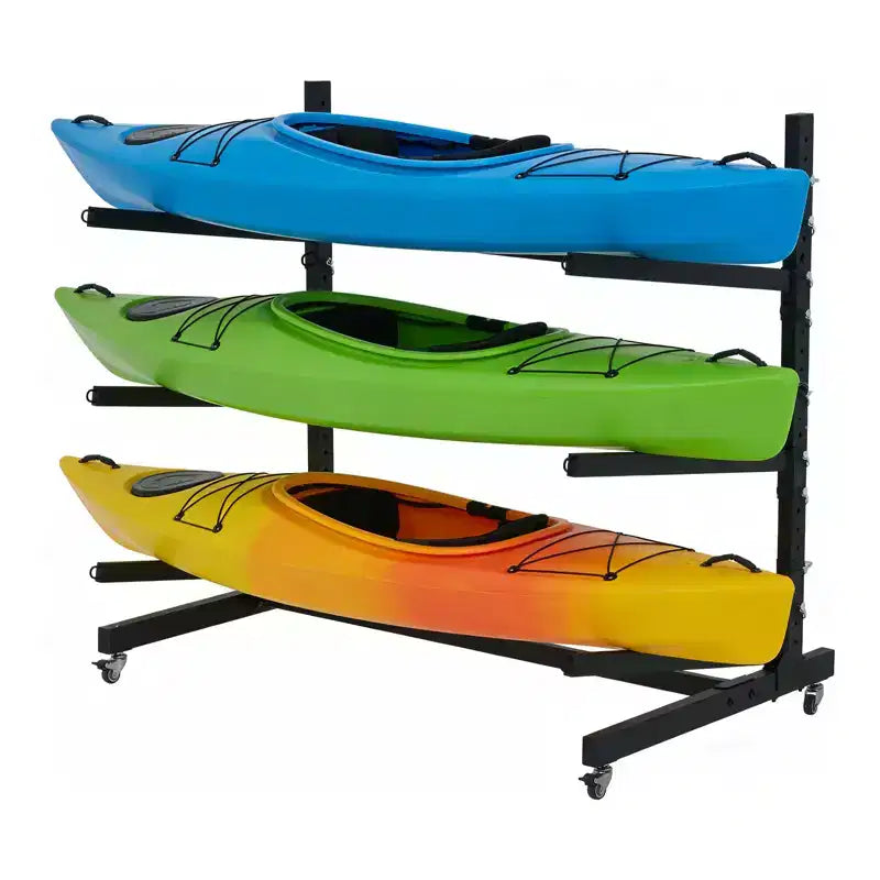 Porta Kayak Autoportante con Ruote, Porta Kayak Regolabile per Interni ed Esterni, Supporto per Kayak, Canoa, Tavola da Surf Resistente