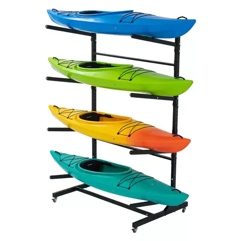 Porta Kayak Autoportante con Ruote, Porta Kayak Regolabile per Interni ed Esterni, Supporto per Kayak, Canoa, Tavola da Surf Resistente