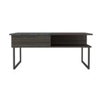 Tavolino da Caffè in Carbonio Espresso Onyx con Piano Sollevabile, Vano Contenitore Nascosto, 4 Gambe Metalliche Rinforzate, Design in Legno