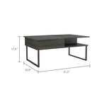 Tavolino da Caffè in Carbonio Espresso Onyx con Piano Sollevabile, Vano Contenitore Nascosto, 4 Gambe Metalliche Rinforzate, Design in Legno