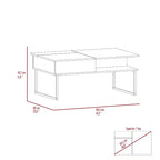 Tavolino da Caffè in Carbonio Espresso Onyx con Piano Sollevabile, Vano Contenitore Nascosto, 4 Gambe Metalliche Rinforzate, Design in Legno
