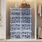 Scarpiera salvaspazio, mobile porta scarpe con ripiani in PVC, contiene fino a 32 paia, componibile con anta, ganci, per ingresso, armadio, camera da letto, corridoio