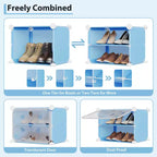 Scarpiera salvaspazio, mobile porta scarpe con ripiani in PVC, contiene fino a 32 paia, componibile con anta, ganci, per ingresso, armadio, camera da letto, corridoio
