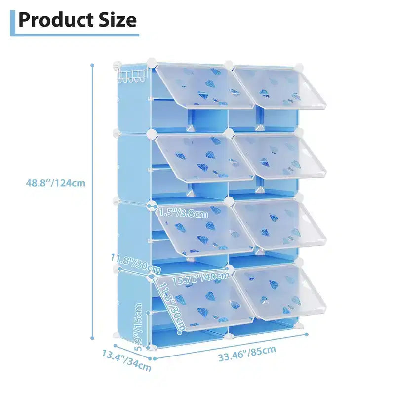 Scarpiera salvaspazio, mobile porta scarpe con ripiani in PVC, contiene fino a 32 paia, componibile con anta, ganci, per ingresso, armadio, camera da letto, corridoio