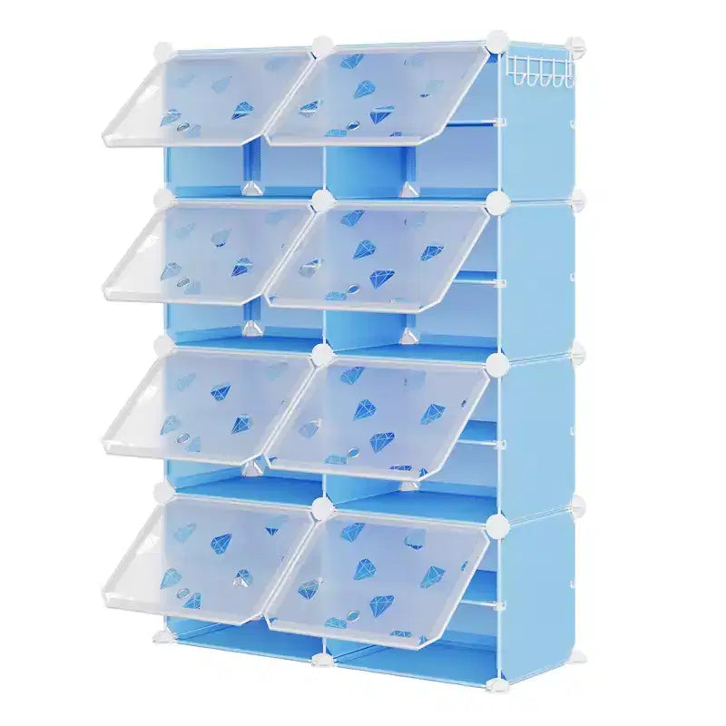 Scarpiera salvaspazio, mobile porta scarpe con ripiani in PVC, contiene fino a 32 paia, componibile con anta, ganci, per ingresso, armadio, camera da letto, corridoio