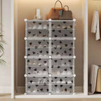 Scarpiera salvaspazio, mobile porta scarpe con ripiani in PVC, contiene fino a 32 paia, componibile con anta, ganci, per ingresso, armadio, camera da letto, corridoio