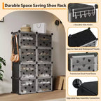 Scarpiera salvaspazio, mobile porta scarpe con ripiani in PVC, contiene fino a 32 paia, componibile con anta, ganci, per ingresso, armadio, camera da letto, corridoio