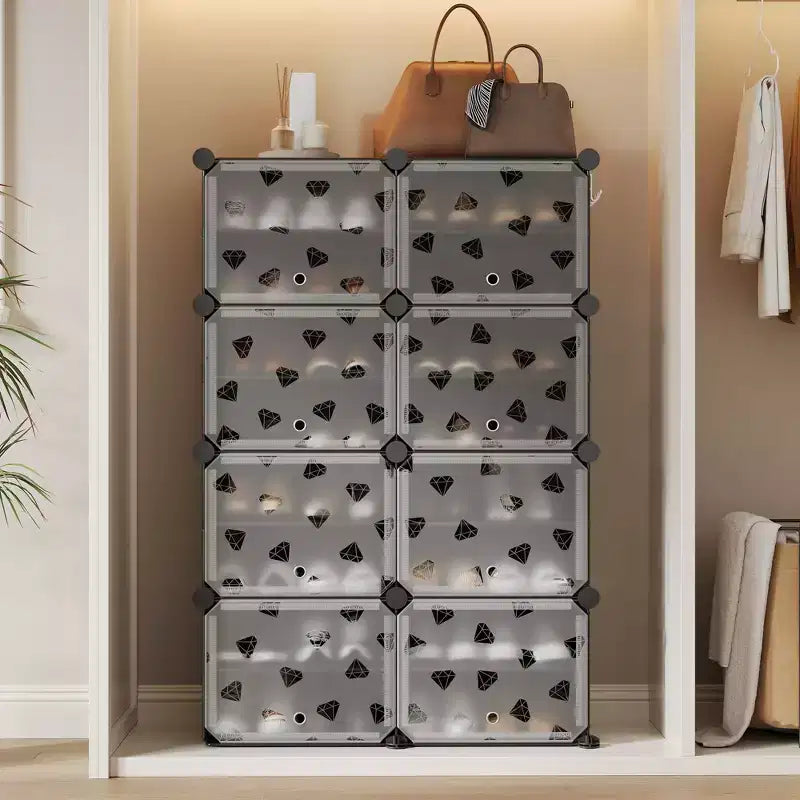 Scarpiera salvaspazio, mobile porta scarpe con ripiani in PVC, contiene fino a 32 paia, componibile con anta, ganci, per ingresso, armadio, camera da letto, corridoio