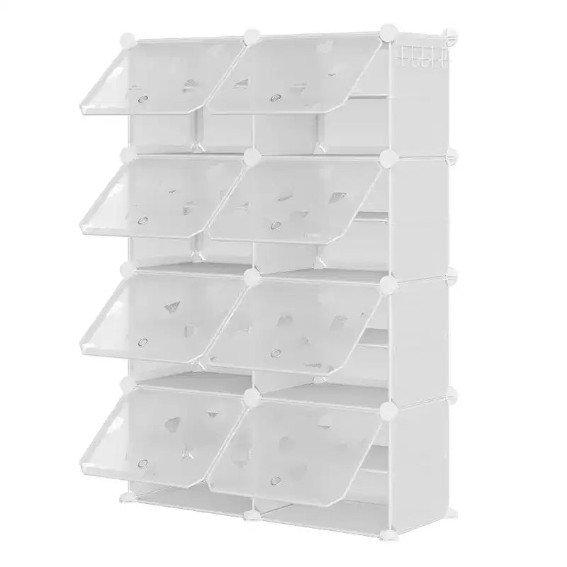 Scarpiera salvaspazio, mobile porta scarpe con ripiani in PVC, contiene fino a 32 paia, componibile con anta, ganci, per ingresso, armadio, camera da letto, corridoio
