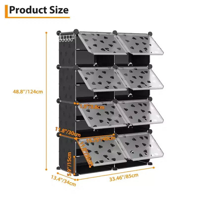 Scarpiera salvaspazio, mobile porta scarpe con ripiani in PVC, contiene fino a 32 paia, componibile con anta, ganci, per ingresso, armadio, camera da letto, corridoio