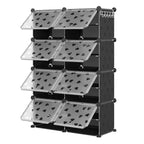 Scarpiera salvaspazio, mobile porta scarpe con ripiani in PVC, contiene fino a 32 paia, componibile con anta, ganci, per ingresso, armadio, camera da letto, corridoio