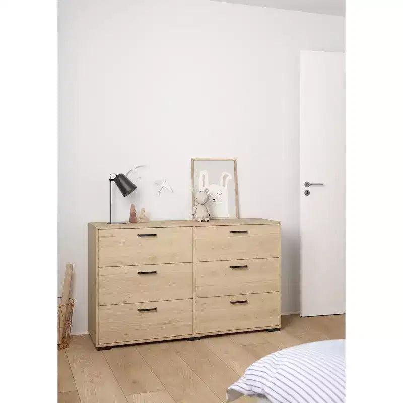Tvilum, Cassettiera doppia a 6 cassetti Sofia, Jackson Hickory