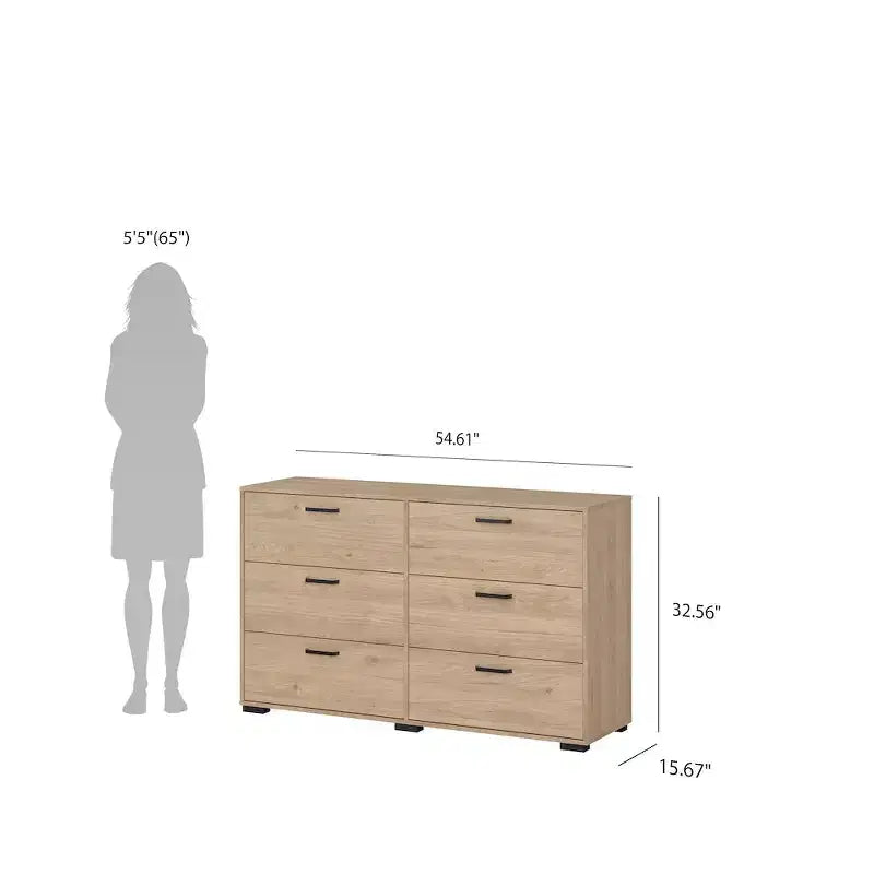 Tvilum, Cassettiera doppia a 6 cassetti Sofia, Jackson Hickory