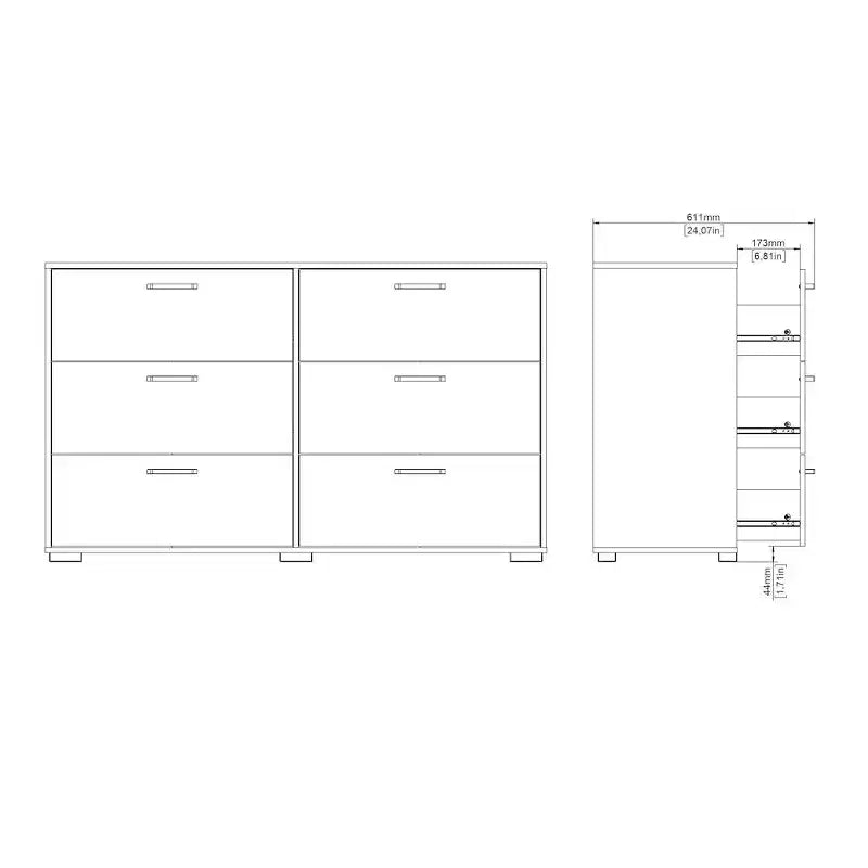 Tvilum, Cassettiera doppia a 6 cassetti Sofia, Jackson Hickory
