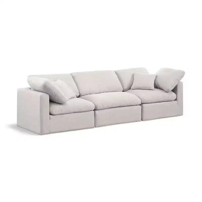 Meridian Furniture Indulge Linen Textured Fabric Modular Sofa