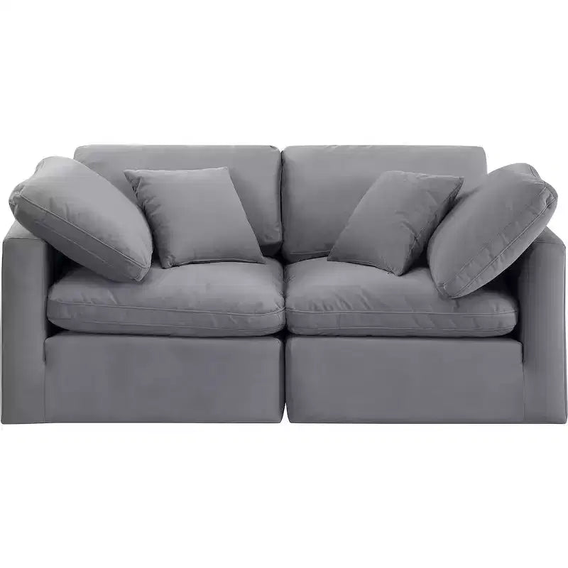 Divano modulare in velluto grigio Indulge