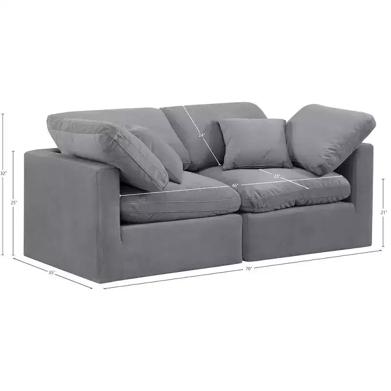 Divano modulare in velluto grigio Indulge