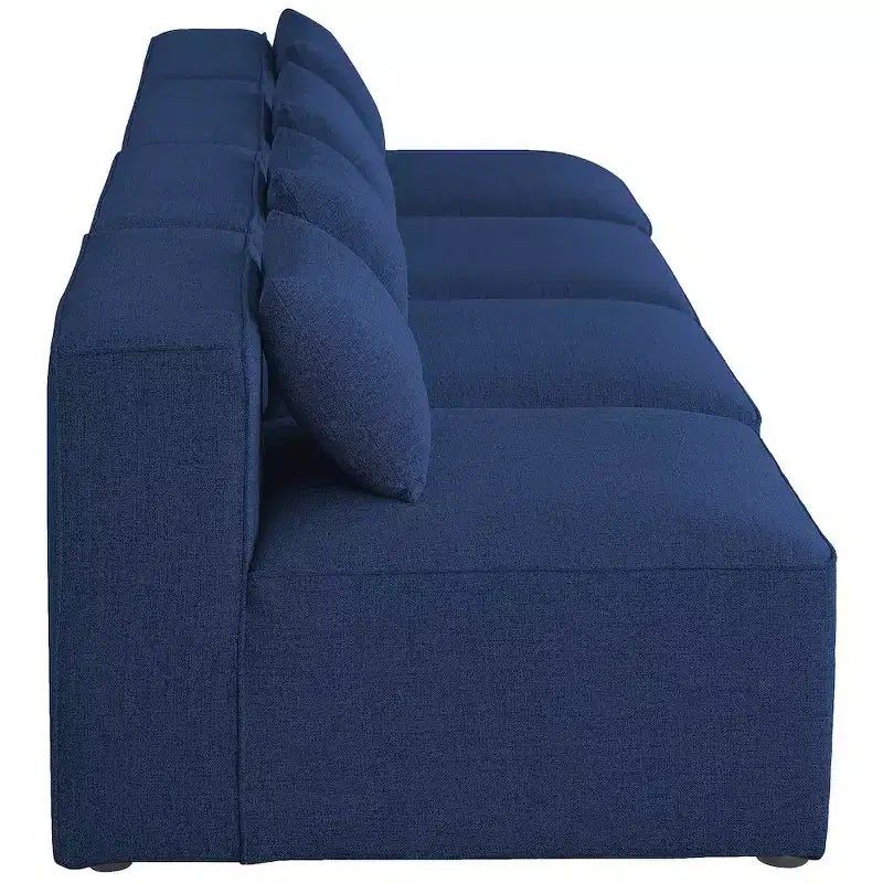 Divano modulare Cube Navy in lino testurizzato resistente