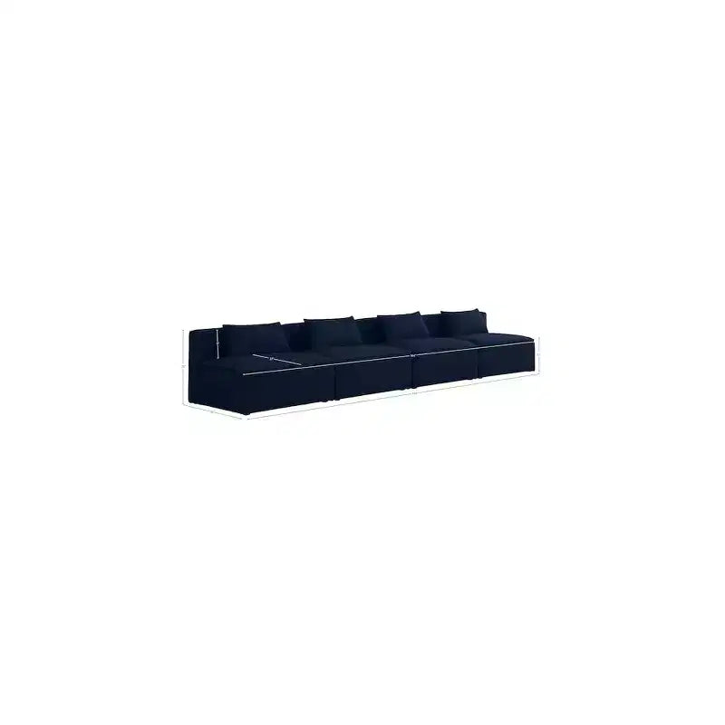 Divano modulare Cube Navy in lino testurizzato resistente