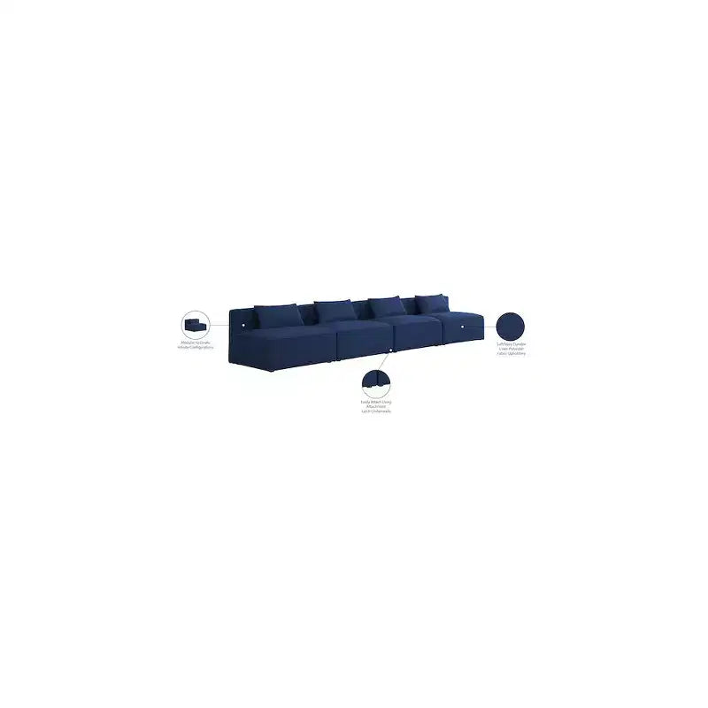 Divano modulare Cube Navy in lino testurizzato resistente