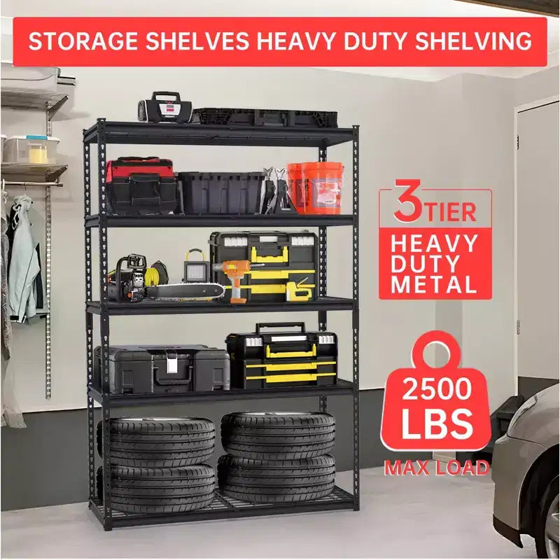 Scaffalature per Garage, Scaffali per Garage Resistenti, Scaffali per Stoccaggio con Portata Regolabile, Scaffali in Metallo Durevoli, Facili da Montare per Garage, Cantina