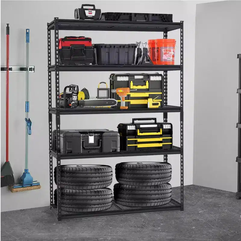 Scaffalature per Garage, Scaffali per Garage Resistenti, Scaffali per Stoccaggio con Portata Regolabile, Scaffali in Metallo Durevoli, Facili da Montare per Garage, Cantina