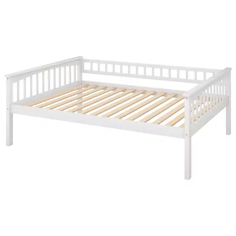 FAMYYT Letto Matrimoniale in Legno con Cassetti, Sponda a Forma di Recinzione, Scala, Facile Montaggio