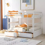 FAMYYT Letto Matrimoniale in Legno con Cassetti, Sponda a Forma di Recinzione, Scala, Facile Montaggio