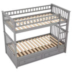 FAMYYT Letto singolo in legno con cassetti, sponde a forma di recinzione, scaletta, facile montaggio
